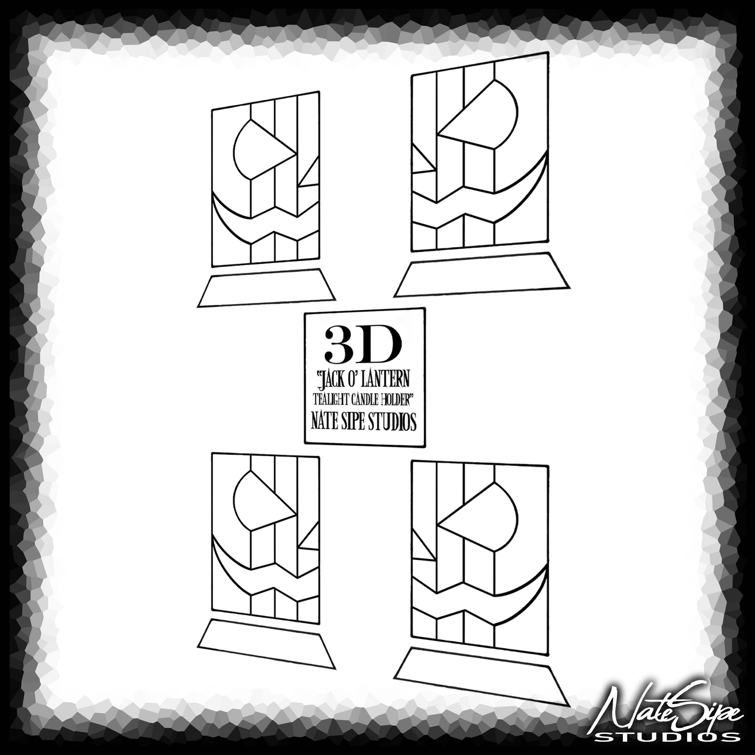  3d jack o lantern tealight candle holder stained glass pattern