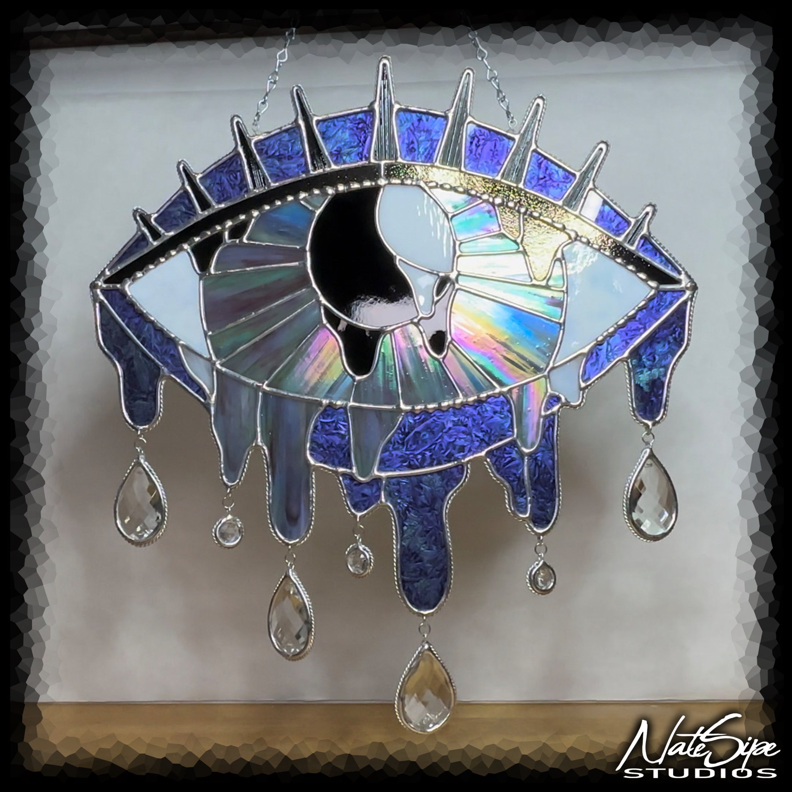 Violet/Teal Phase "Flux" Stained Glass Eye Wall Art PREORDER Nate