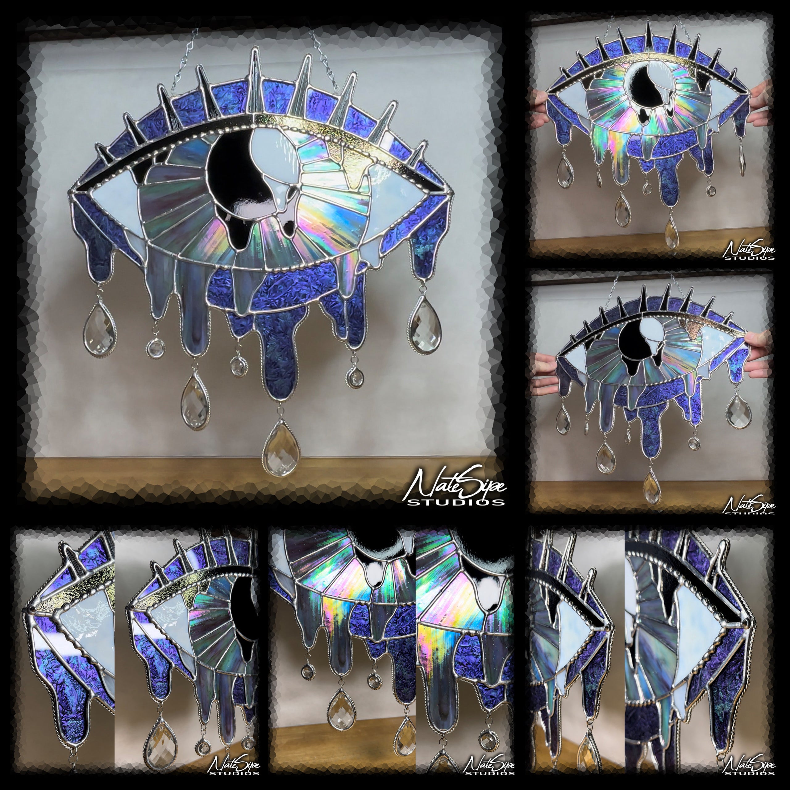 Violet/Teal Phase "Flux" Stained Glass Eye Wall Art - PREORDER | Nate